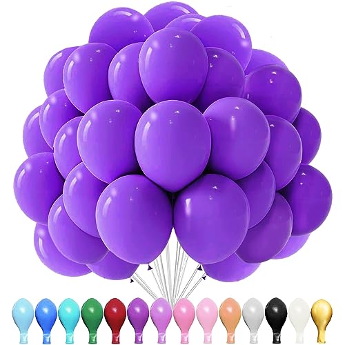 Luftballons Lila, 100 Stück 10 Zoll Luftballons tiefes Lila Matt, 2.2g Latex Luftballons, Luftballons Matt, für Geburtstagsfeiern, Jubiläumsfeiern, Hochzeiten, Baby Party, Partydekorationen von YOUYIKE