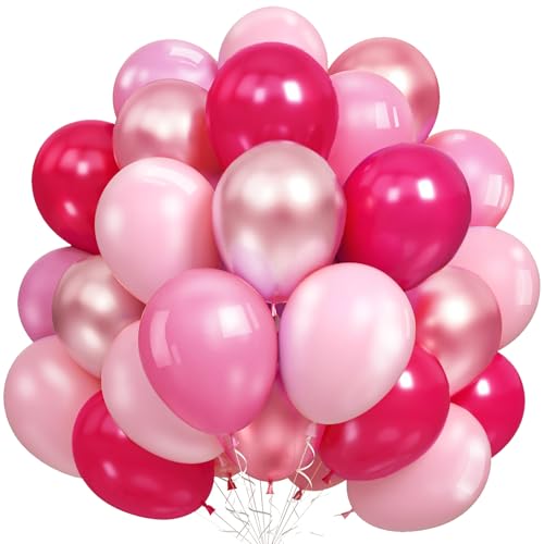 YOUYIKE 60 Stück Rosa Luftballons, 12 Zoll Latex Luftballons, Helium Ballons, Pink Metallic Ballons für Kinder und Erwachsene Geburtstag, Party, Graduierung, Ostern Weihnachten Party Deko von YOUYIKE