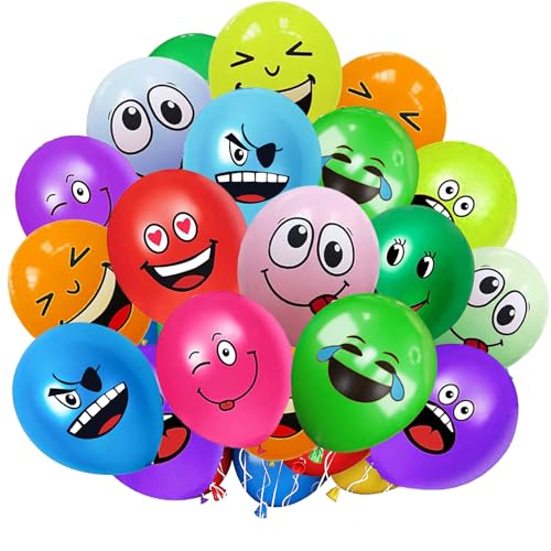 20/50/100/200 Stück Emotion Serie Latex Luftballons,12 Zoll Luftballon Smiley, Bunt Party Luftballons Lustig Luftballons, Laune Luftballon für Baby Shower Geburtstag Deko Jungen Mädchen (50) von YOUYIKE