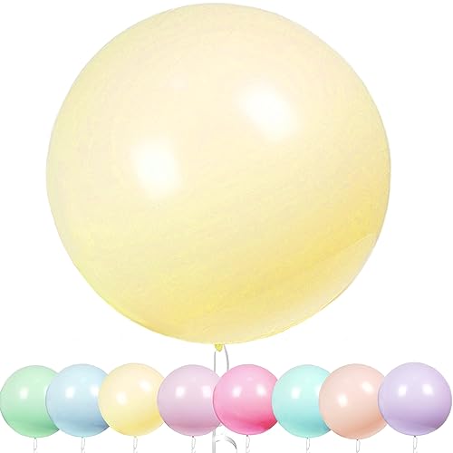 YOUYIKE 36 Zoll Grosse Luftballons Pastell, 8 stück Riesige Runde Pastell Ballons, 90CM Macaron Gelbe Latex Grosse Luftballons für Geburtstag,Hochzeitsfest,Festival,Karnevals (Gelb) von YOUYIKE