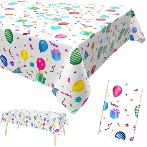 YOUYIKE Happy Birthday Tischläufer, 137 x 274 cm Party Tischdecke, Tischdecke Kindergeburtstag, Geburtstag Tischdecke, Tischdeko Geburtstag Für Tischläufer Geburtstag Mädchen Jungen Kinder von YOUYIKE