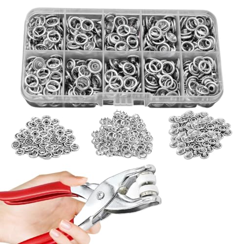 YOYEAH 100 Stück Druckknopf Set mit Zange, Metall Druckknöpfe, Druckknöpfe ohne Nähen für Jersey, Kleidung und Stoff, rostfrei, Silber,9.5mm, DIY-Druckknopf-Druckknopf-Werkzeug von YOYEAH