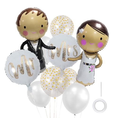 YOYEAH 25 Stück Folienballon Hochzeitsdeko，Just Married Deko Banner, Helium Ballons Hochzeit für Heiratsantrag, Standesamt，Verlobung und Hochzeit，Hochzeitsballons und Luftballon Hochzeit Deko mit Stil von YOYEAH