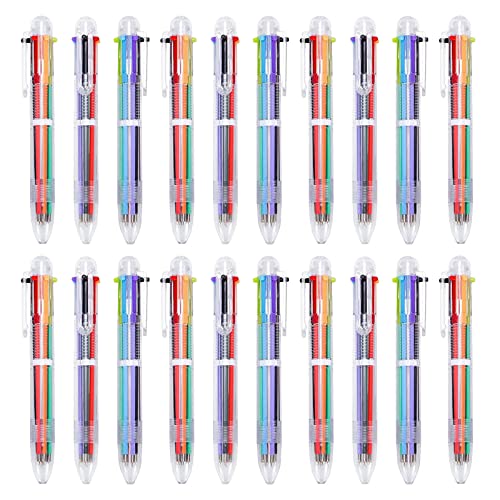 20 Stück Retractable Mehrfarbige Kugelschreiber: 6In1 Multicolor Stifte Kugelschreiber, 0.7 mm Mehrfarbige Tintenstifte für Büro Zum Zeichnen Und Schreiben für Studenten Kinder Büro Schulbedarf von FOXCUP