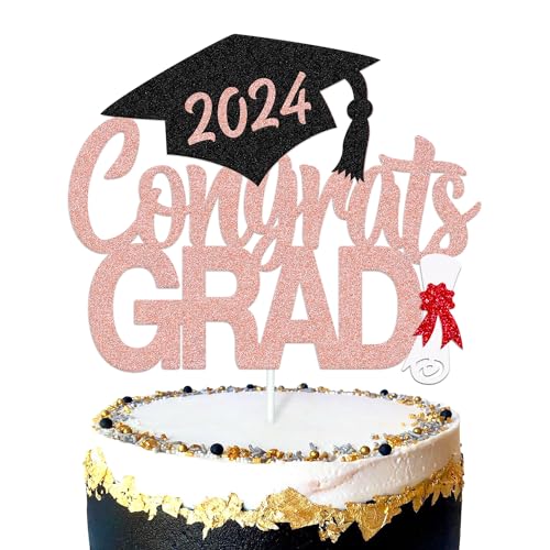 Congrats Grad Kuchendekoration Klasse von 2022 Tortenaufsatz We are So Proud Of You Finally Done You Did It Thema, High School College Educated Graduation Party Supplies (Roségold) von YOYMARR