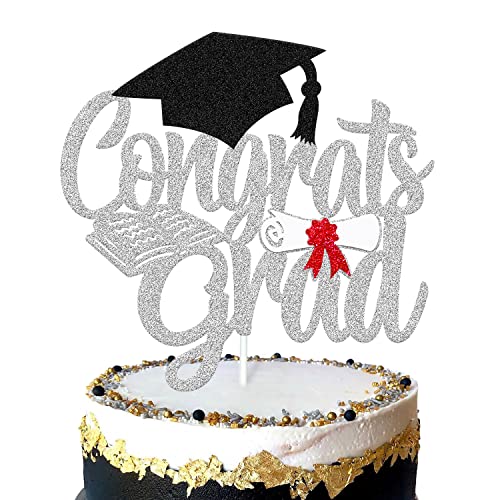 Congrats Grade Cake Topper Klasse von 2022 Tortendekoration We are So Proud of You Finally Done You Did It Thema, High School College Graduation Party Supplies (Silber) von YOYMARR