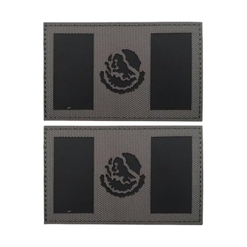 Aufnäher Mexiko Flagge Patch Nationalflagge,Nylon Klett Militär Taktisches IR Reflektierendes Gestickter Aufbügler Klettverschluss, 2PCS von YOYUMI