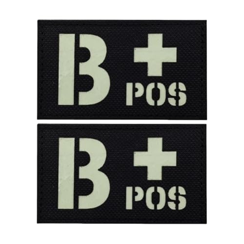 Blutgruppen-Patch, Nylon-Infrarot-reflektierender Morale-Patch, militärischer taktischer Patch, geeignet zur medizinischen Blutgruppenidentifizierung - leuchtend B+ von YOYUMI