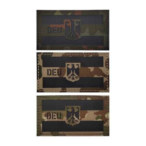 DEU Deutschland Patch Klett Flagge Patches Militär Taktischer Moral Aufnäher, Nylon Material IR Infrarot Reflektierender Abzeichen, für Helm Weste Uniform Hut (Camouflage 3-teiliges Set) von YOYUMI