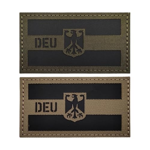 DEU Deutschland Patch Klett Flagge Patches Militär Taktischer Moral Aufnäher, Nylon Material IR Infrarot Reflektierender Abzeichen, für Helm Weste Uniform Hut (Militärgrün und Khaki) von YOYUMI