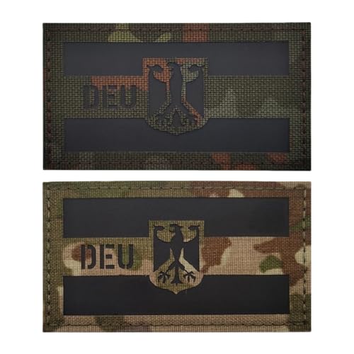 DEU Deutschland Patch Klett Flagge Patches Militär Taktischer Moral Aufnäher, Nylon Material IR Infrarot Reflektierender Abzeichen, für Helm Weste Uniform Hut (Tarnkombination A) von YOYUMI