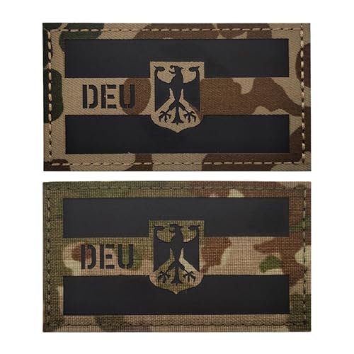 DEU Deutschland Patch Klett Flagge Patches Militär Taktischer Moral Aufnäher, Nylon Material IR Infrarot Reflektierender Abzeichen, für Helm Weste Uniform Hut (Tarnkombination B) von YOYUMI