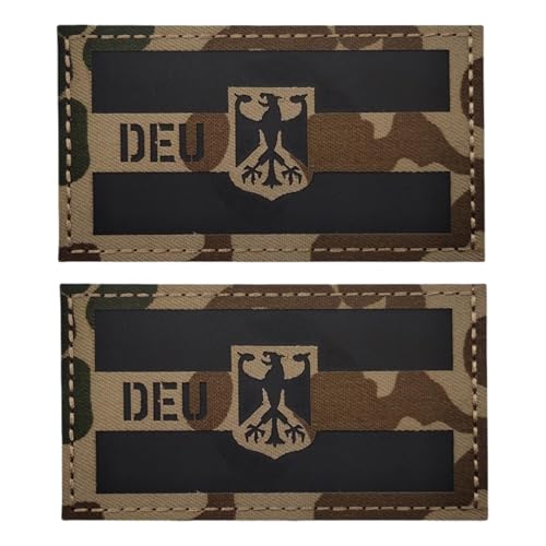 DEU Deutschland Patch Klett Flagge Patches Militär Taktischer Moral Aufnäher, Nylon Material IR Infrarot Reflektierender Abzeichen, für Helm Weste Uniform Hut (Wüstentarnung Nationalflagge) von YOYUMI