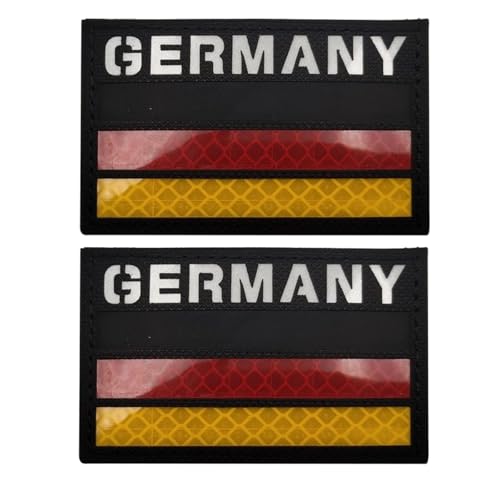 DEU Deutschland Patch Klett Flagge Patches Militär Taktischer Moral Aufnäher, Nylon Material IR Infrarot Reflektierender Abzeichen, für Helm Weste Uniform Hut Pack of 2 (Die schwarze Nationalflagge) von YOYUMI