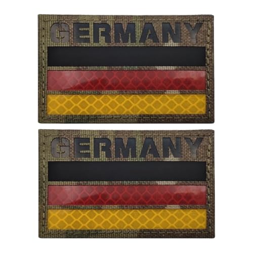 DEU Deutschland Patch Klett Flagge Patches Militär Taktischer Moral Aufnäher, Nylon Material IR Infrarot Reflektierender Abzeichen, für Helm Weste Uniform Hut Pack of 2 (Tarnte Nationalflagge) von YOYUMI