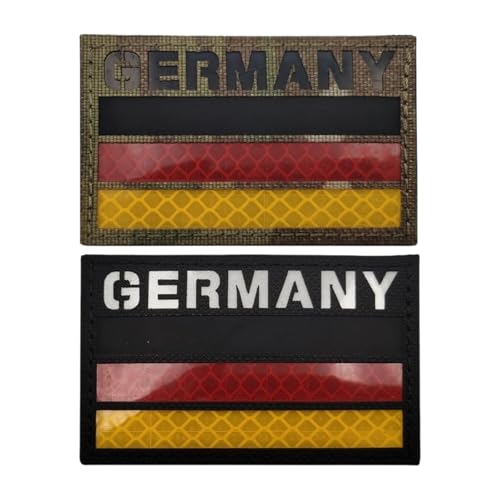 DEU Deutschland Patch Klett Flagge Patches Militär Taktischer Moral Aufnäher, Nylon Material IR Infrarot Reflektierender Abzeichen, für Helm Weste Uniform Hut Pack of 2 (Tarnung und schwarze Flagge) von YOYUMI