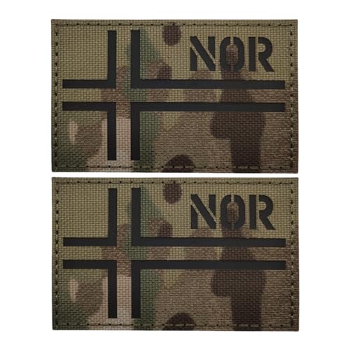 Infrarot Reflektierender Patch Mit Norwegischer Flagge, Taktischer Moral Patch Zur IR Identifikation Aus Nylonmaterial, Geeignet Für Taktische Westen Und Helme, 2Er Pack – Camouflage Nor von YOYUMI