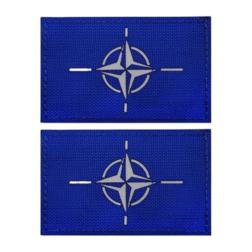 NATO Flagge Klett Patch Infrarot Reflexion Aufnäher, militärisches taktisches Moralabzeichen aus Nylongewebe, für Helm, Uniformweste, 2 Stück – Blau von YOYUMI