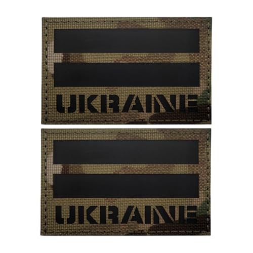 Infrarot-reflektierender Patch mit ukrainischer Flagge, Nylon, militärischer taktischer Moral-Patch, geeignet für Rucksackweste und Helm – 2 Stück, Camouflage-Schwarz von YOYUMI