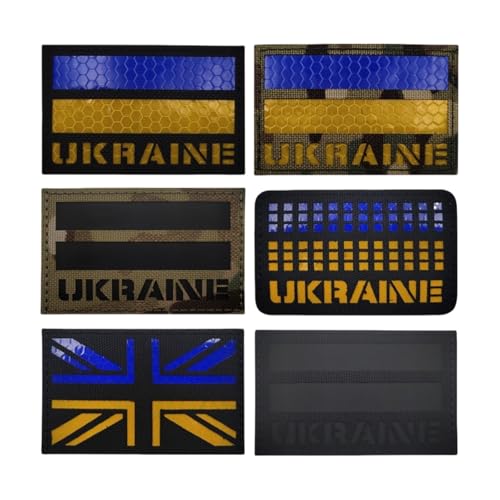 Infrarot-reflektierender Patch mit ukrainischer Flagge, Nylon, militärischer taktischer Moral-Patch, geeignet für Rucksackweste und Helm – 6 Stück von YOYUMI