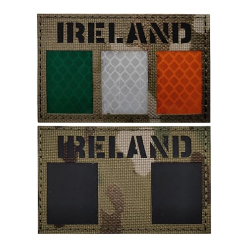 Irland Flagge Klett Patch, Nylongewebe IR Infrarot Reflexion, Militärische taktische Moral Patch Verwendet für Helme Westen Uniformen (Pack of 2 Tarnkombination) von YOYUMI