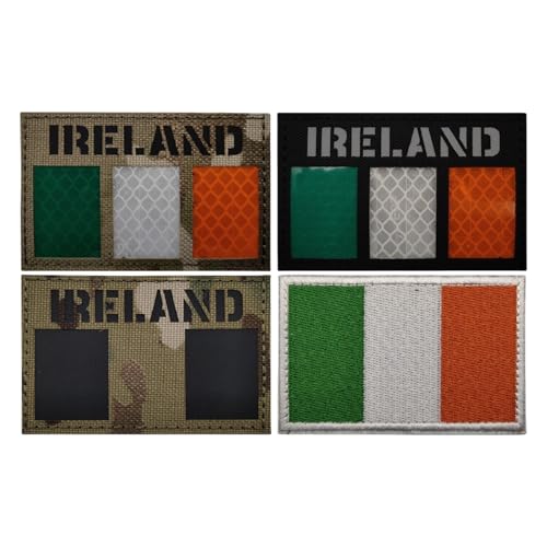 Irland Flagge Patch, Nylongewebe IR Infrarot Reflexion, Militärische taktische Moral Patch Verwendet für Helme Westen Uniformen (Pack of 4) von YOYUMI