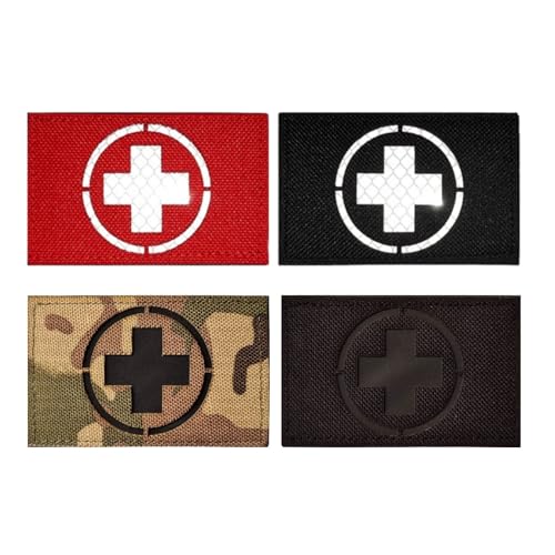 Aufnäher Schweiz Nationalflagge Patch Erste Hilfe Moral Patch Militär IR Infrarot Reflektierend Kreuz Nylon Für Helm Rucksack Dekorativer, 5 * 8cm 4 Stück von YOYUMI