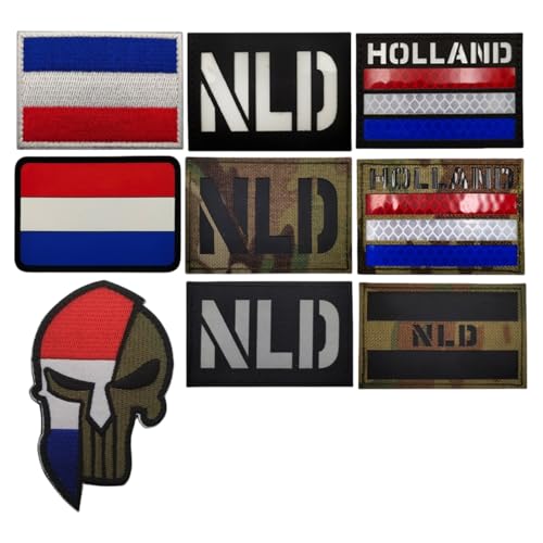 NLD Niederländische Flagge, Infrarot-Reflex-Patch, Nylon, taktischer Moral-Patch, taktisches Ausrüstungszubehör – 9 Stück von YOYUMI