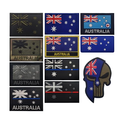 Patch mit australischer Flagge, taktisches Moral-Aufnäher, besticktes Armband für Rucksack, Helm, Uniform, 11 Stück von YOYUMI