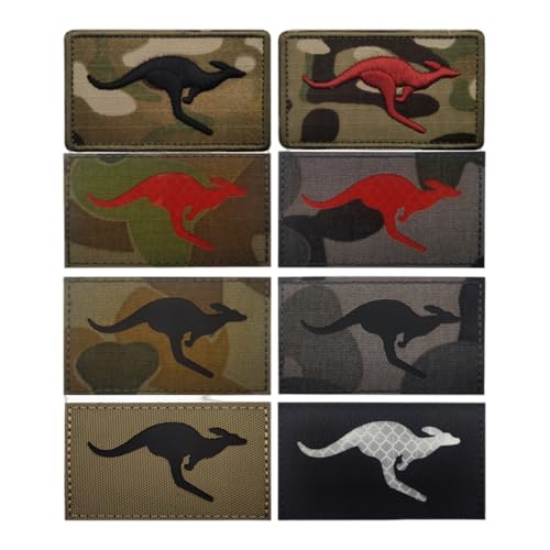 Patch mit australischer Känguru-Flagge, 3D-Stickerei, taktischer Moral-Patch, infrarotreflektierend, für Rucksack, Weste, Helm – 8 Stück von YOYUMI