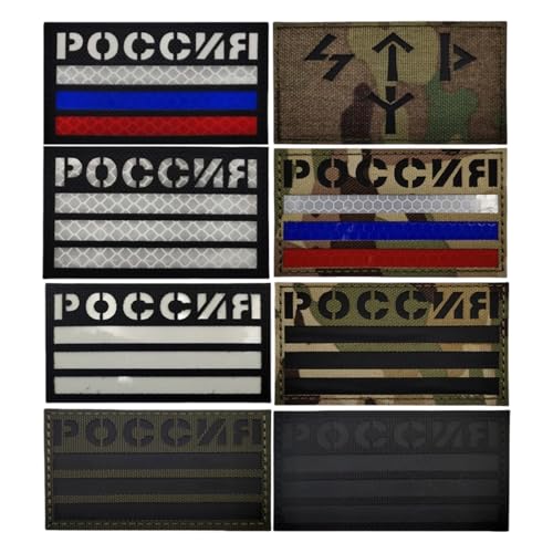 Patch mit russischer Flagge, militärischer taktischer Aufnäher aus Nylongewebe mit Infrarot-Reflexion, für Helmweste, Uniform, Moralabzeichen – 8 Stück von YOYUMI