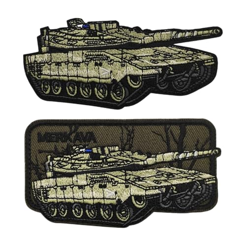 Militärische taktische Moral Stickerei Klett Patch Amüsant Tank Muster Aufnäher mit gestickten Applikationen Für Taktische Kleidung Rucksack Baseballkappe Uniform, 2 Stück (Merkava) von YOYUMI