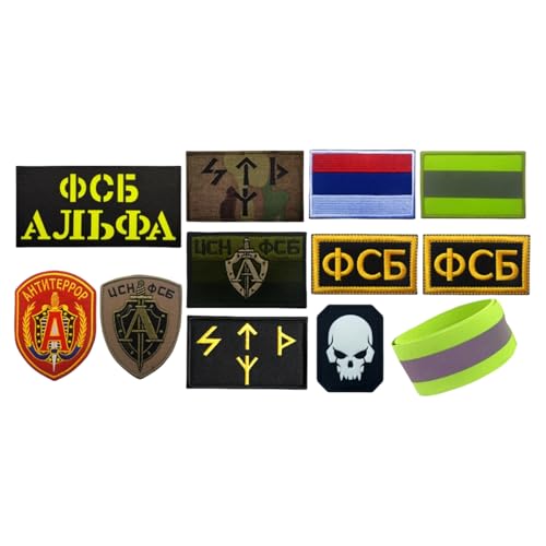 Russischer Alpha FSB-Aufnäher, militärischer taktischer Moral-Aufnäher, besticktes Armband-Abzeichen für taktische Weste, Uniform, Helm – 12 Stück von YOYUMI