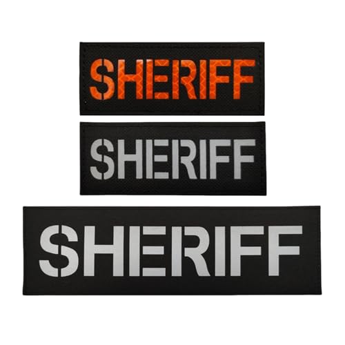 SHERIFF Patch, Nylon IR Infrarot Reflektierender Patch 10,6 Zoll, Passend für Taktische Weste Uniform Helm - 3er Pack Schwarz von YOYUMI