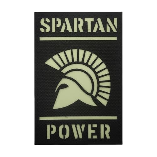 Spartan Power Tactical Morale Patch Infrarot-reflektierendes Abzeichen-Armband – Schwarz, leuchtet im Dunkeln von YOYUMI