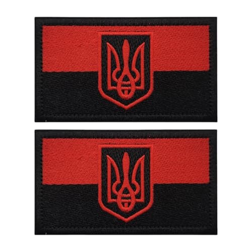 Ukrainische Dreizack-Flagge Tactical Moral Patch Ukraine Stickerei Diy Patch Tasche Zubehör Armbinde Roter und schwarzer Dreizack von YOYUMI