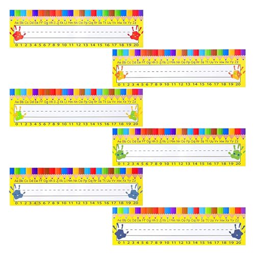 Set Namensschilder für Schreibtisch Namensaufkleber mit Buntstiftmuster Namensetiketten Personalisierte Aufkleber Schulbedarf von YPBEW