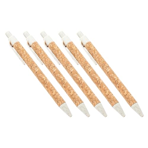 YPBEW 5 Stück/Set einziehbarer Kugelschreiber, glattes Schreiben, 1,0 mm, Holzmaserung, Ölstift für Schule, Büro, Arbeit von YPBEW