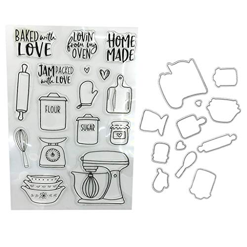 YPBEW Kitchen Ware Clear Stamps Siegel + Stanzformen Schablonen-Set Scrapbooking Stanzbuchstaben von YPBEW