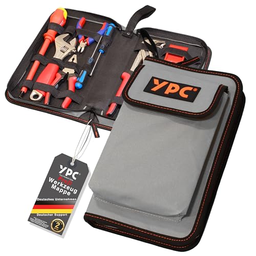 YPC ZipCaddy L – Werkzeugmappe/Werkzeug Organizer mit großer Außentasche und 17 Halteschlaufen, Werkzeugtasche leer, Werkzeug Mappe, Zangen Tasche, Tool Case von YPC