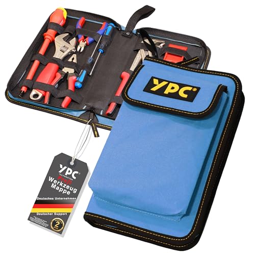 YPC ZipCaddy L – Werkzeugmappe/Werkzeug Organizer mit großer Außentasche und 17 Halteschlaufen, Werkzeugtasche leer, Werkzeug Mappe, Zangen Tasche, Tool Case von YPC