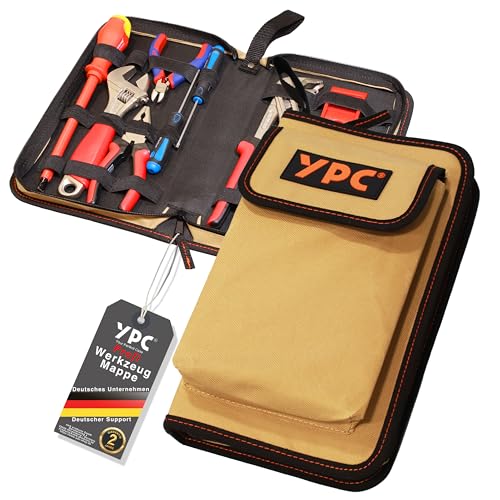 YPC ZipCaddy L – Werkzeugmappe/Werkzeug Organizer mit großer Außentasche und 17 Halteschlaufen, Werkzeugtasche leer, Werkzeug Mappe, Zangen Tasche, Tool Case von YPC