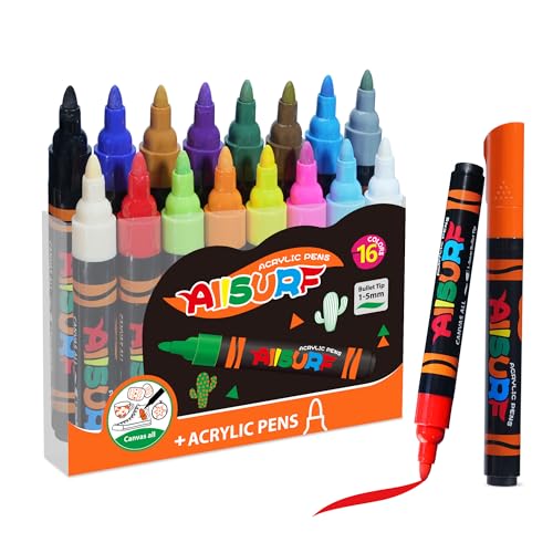 Y-Plus YPLUS Acrylstifte für Steine Wasserfest - Filzstifte Kinder, Graffiti Stifte Set, Marker Stifte mit Außergewöhnlicher Kapazität - 24 Farben von Y-Plus