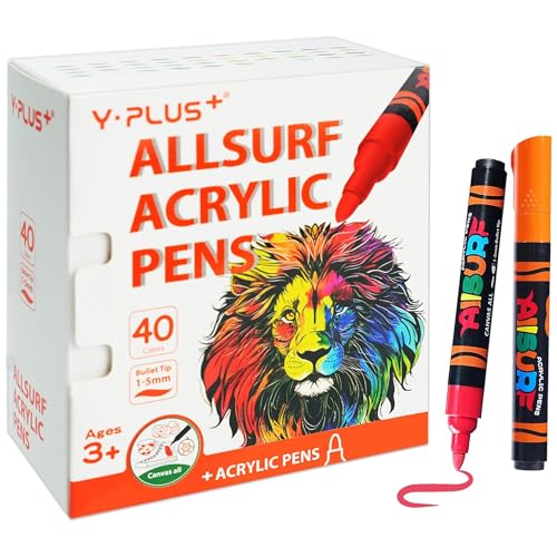 YPLUS Acrylstifte für Steine Wasserfest - Filzstifte Kinder, Graffiti Stifte Set, Marker Stifte mit Außergewöhnlicher Kapazität - 40 Farben von YPLUS