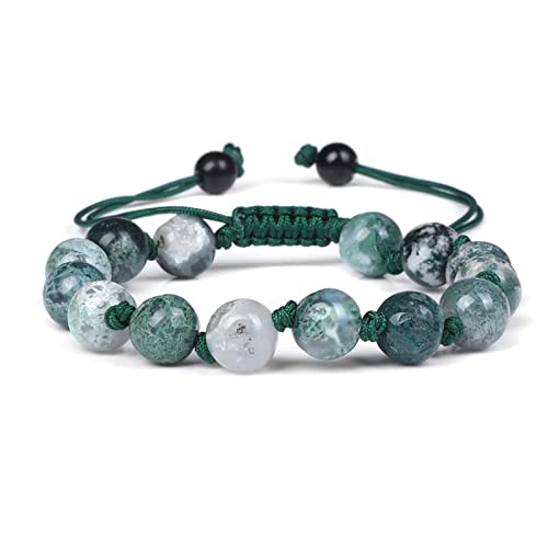 Grünes Naturstein-Armband, Malachit-Achat-Perlen-Armband, Energie, handgewebte Seil-Armbänder, klassisch for Männer und Frauen, Yoga-Schmuck, grüner Aventurin(Tree Stripe Stone) von YPOSPDD