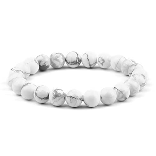 Männer Perlen Armband Natürliche Tigerauge Stein Armbänder 8mm Lava Rock Achate Stretch Armreif Frauen Yoga Schmuck Geschenk, grün(White) von YPOSPDD