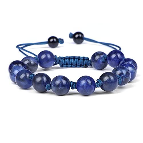 YPOSPDD Grünes Naturstein-Armband, Malachit-Achat-Perlen-Armband, Energie, handgewebte Seil-Armbänder, klassisch for Männer und Frauen, Yoga-Schmuck, grüner Aventurin(Blue Sodalite) von YPOSPDD