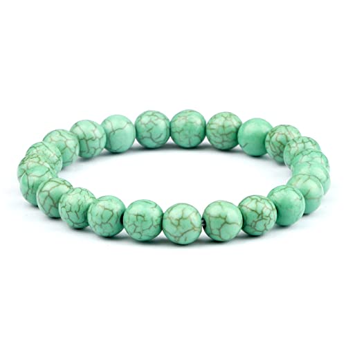 YPOSPDD Männer Perlen Armband Natürliche Tigerauge Stein Armbänder 8mm Lava Rock Achate Stretch Armreif Frauen Yoga Schmuck Geschenk, grün(Green) von YPOSPDD