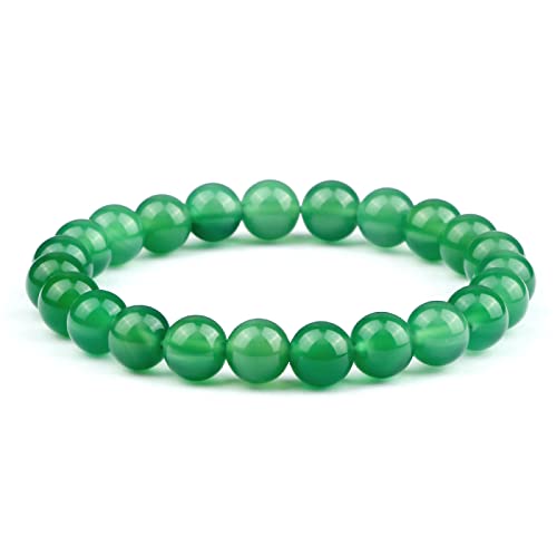 YPOSPDD Männer Perlen Armband Natürliche Tigerauge Stein Armbänder 8mm Lava Rock Achate Stretch Armreif Frauen Yoga Schmuck Geschenk, grün(Green Agate) von YPOSPDD