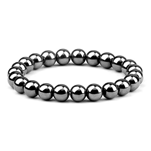 YPOSPDD Männer Perlen Armband Natürliche Tigerauge Stein Armbänder 8mm Lava Rock Achate Stretch Armreif Frauen Yoga Schmuck Geschenk, grün(Hematite) von YPOSPDD